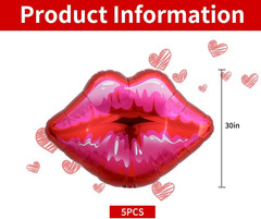Pack of 5 Large Pink Huge Red Lips Balloons for Makeup Themed Party Anniversary