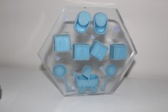 Hand crafted epoxy art !!!Blue Plastic Baby Shower Decoration with Blocks
