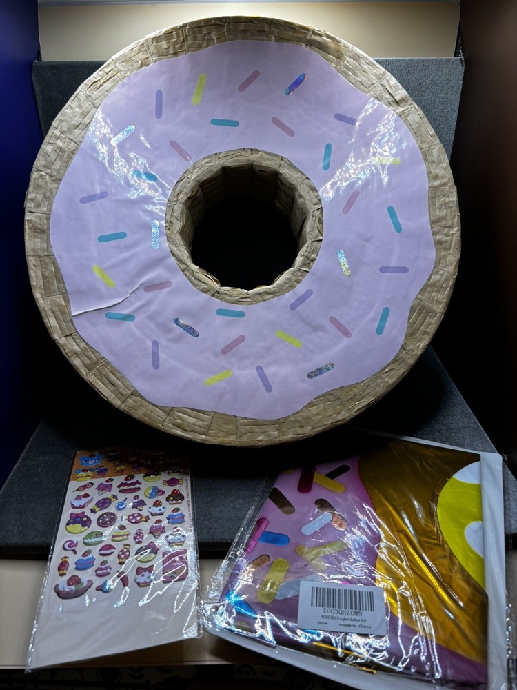 Small Pink Donut Pinata for Two Sweet Birthday Party Decorations, Girls Baby Sho