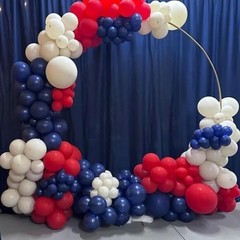 Red White Blue Balloons Arch Double Stuffed, Navy Blue Dark Ruby Red Balloons…