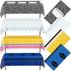 Fun Stationery Design Tablecloths – 4 Pack 54×108 Inch for School Celebrations