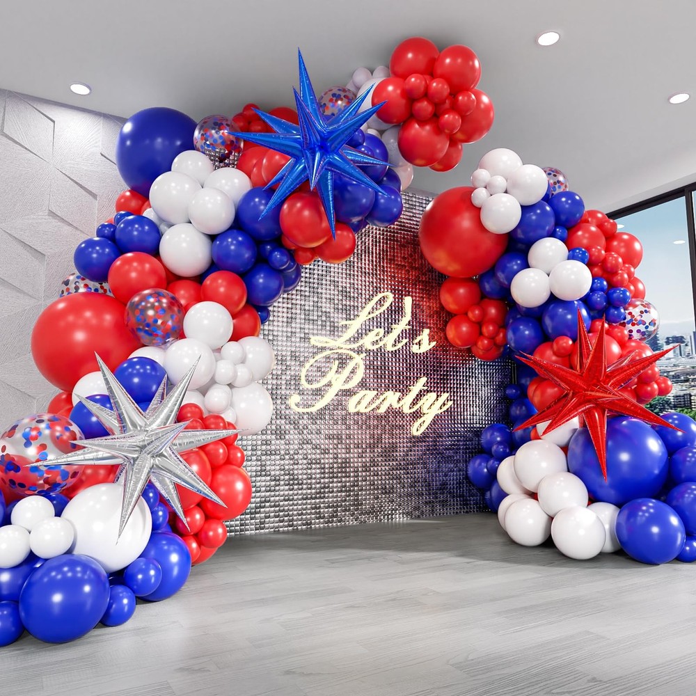Red White and Blue Balloons Garland Arch Kit, 5 10 12 18 inch Red White Blue …