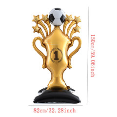 59Inch Stand Pedestal Football Trophy Shape Foil Balloons Soccer Cup Balloon Bir