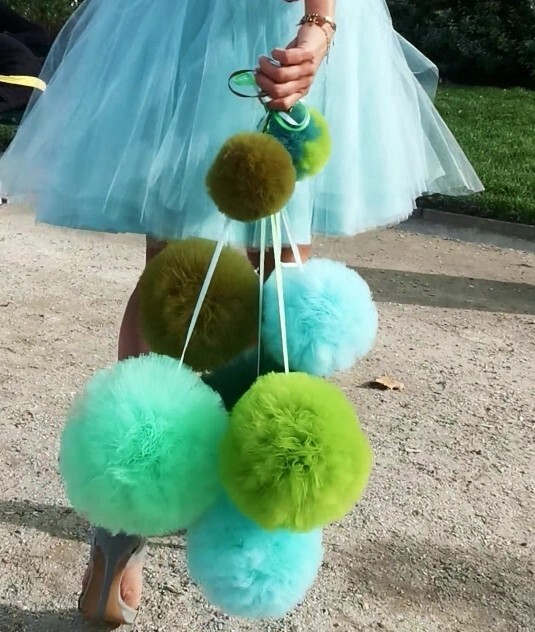 set of 3 hand made pretty tulle pom poms