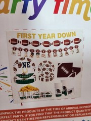 142Pcs First Year Down Football Theme Birthday Party Complete Set Deco Supplies