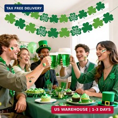 St Patricks Day Decorations – 5 Pack Shamrock Clover Garland Banner – NO DIY Fel