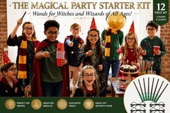 6 Pack Wizard Wands with 6 Round Wizard Glasses – Plastic Costume for -Themed…
