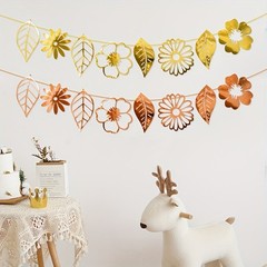 Leaf Banner, Funky Bohemian Leaf Banner, Double Sided Waterproof Colorful
