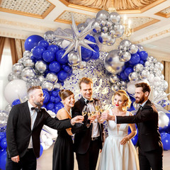 131Pcs Royal Blue and Silver Balloon Arch Garland Kit, Royal Blue White Silver C