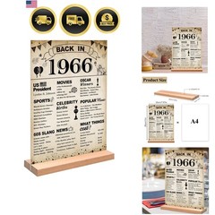 60th Birthday Party Decorations, Vintage Back in 1966 Poster Acrylic Sign wit…