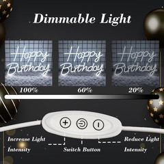 Happy Birthday Neon Sign for Backdrop, LED Happy Birthday Light up Sign, USB Pow