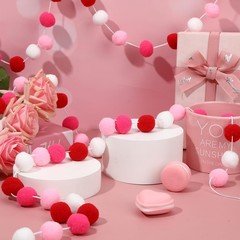 4 Pack 26.3 Feet Valentine’s Day Decorations Valentines Felt Garlands 30 Ball…