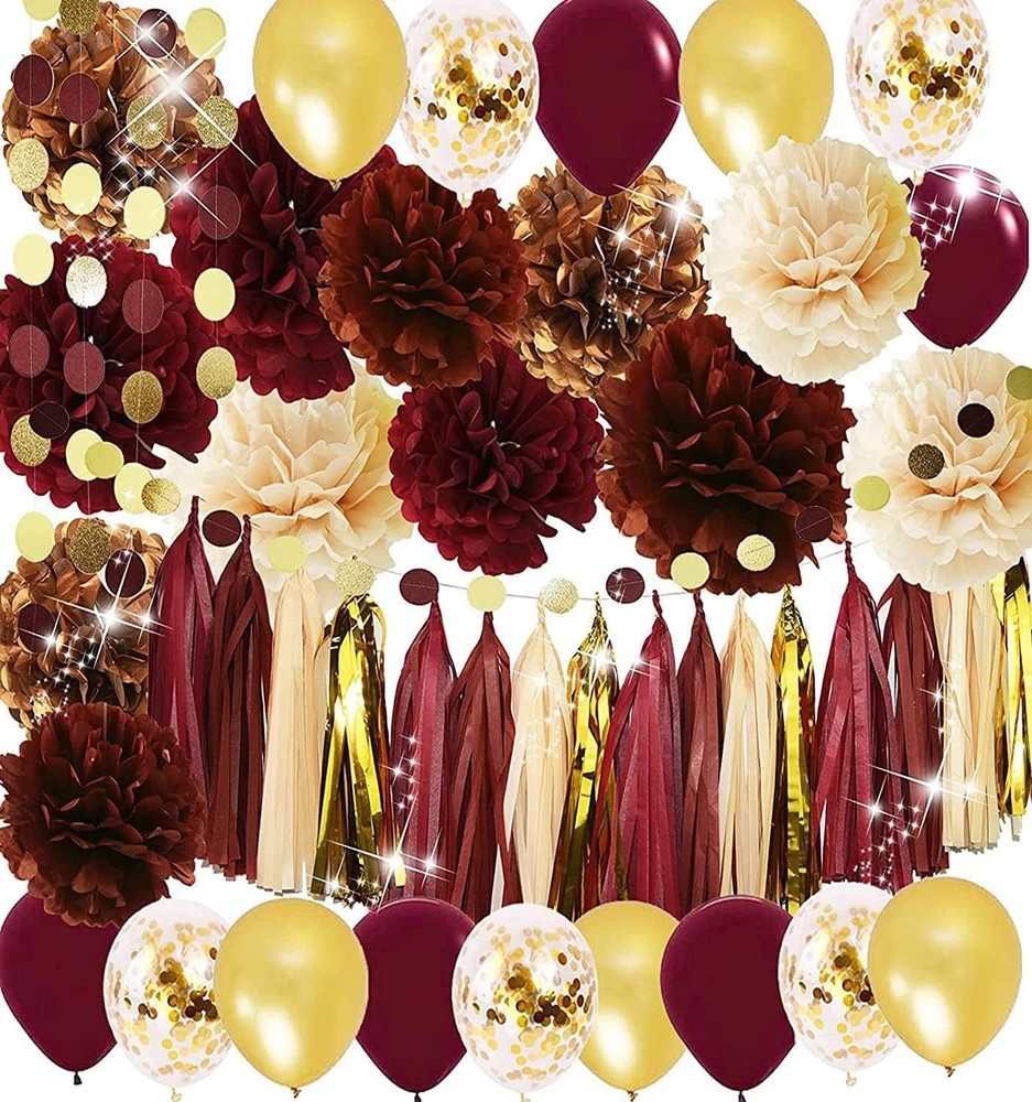 Graduation Decorations Maroon Gold 2025/Burgundy Maroon Graduation Party Deco…