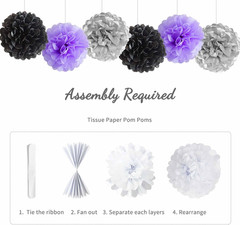 Black Purple and Silver Happy Birthday Party Decorations Balloons Décor Supplies