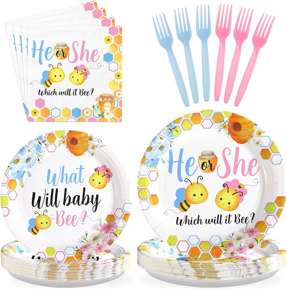 Which Will It Be? Disposable Baby Shower Tableware (Plates, Napkins, Forks)