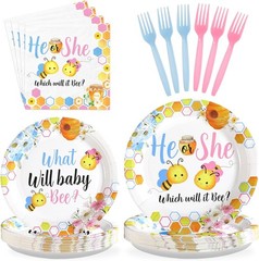 Which Will It Be? Disposable Baby Shower Tableware (Plates, Napkins, Forks)