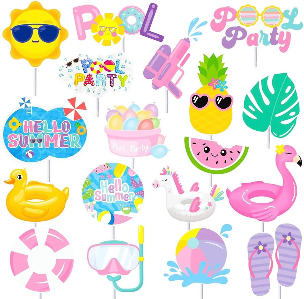 36Pcs Summer Pool Party Cake Toppers Pool Party Decorations Water Birthday Party