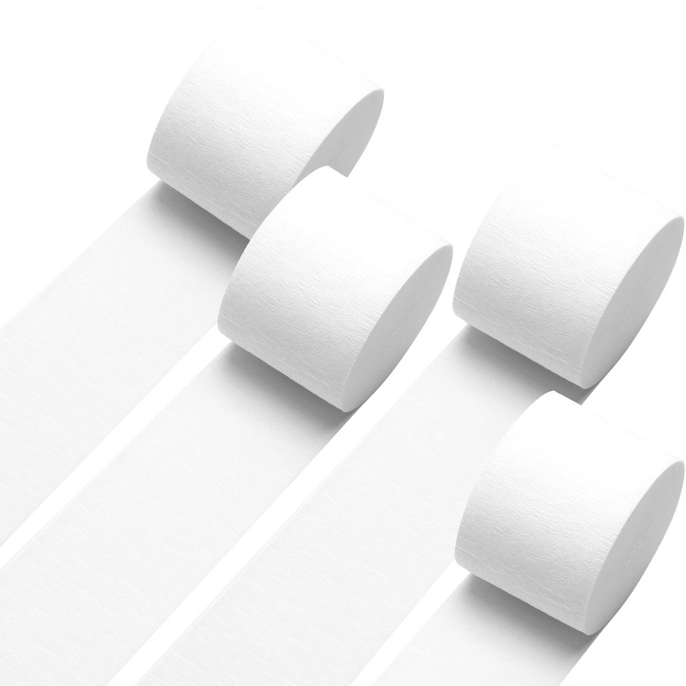 GCB Wedding Party Decorations 4 Rolls 328ft White Crepe Paper Streamers for W…