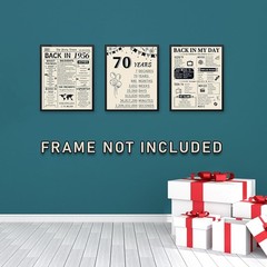 Nostalgic 70th Birthday Decor: 3 Vintage Posters Back in 1956 – 8×10 Size