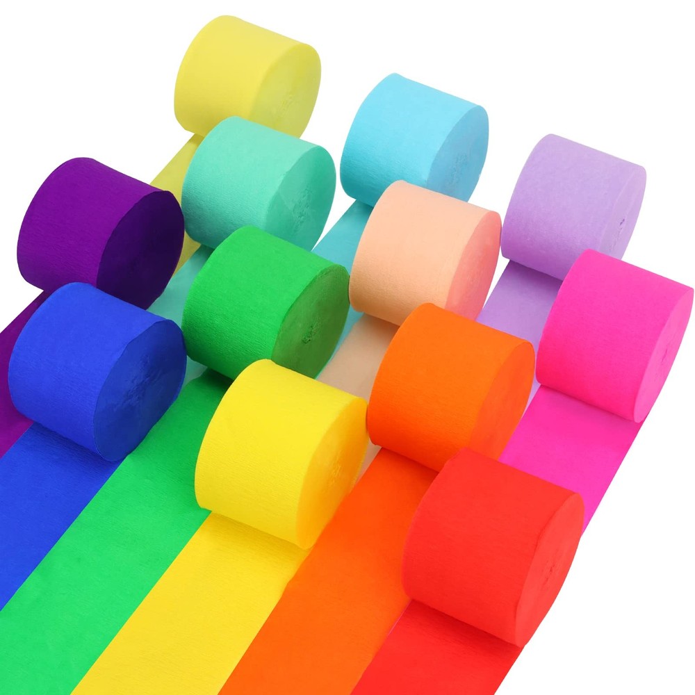 12 Rolls 12 Colors Crepe Paper Streamers Party Supplies Birthday Decor Crafts