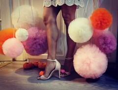 3 hand made pretty tulle pom poms (1 medium 2 smalls) choise colour