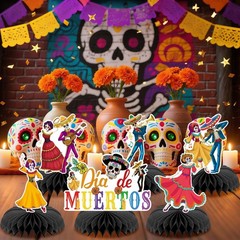 10 PCS Dia De Los Muertos Honeycomb Centerpiece Day of The Dead Halloween