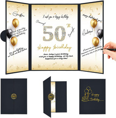 50Th Birthday Decorations Men Women, Black Gold 50Th Birthday Guest Book Jumbo C