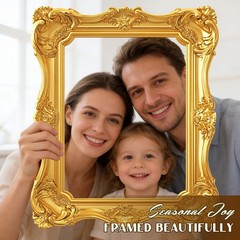 3 Pack Large Vintage Gold Photo Booth Props, Cardboard Large Selfie Picture F…