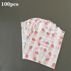 100pcs Floral Gift Bags Plastic Party Favor Bags Reusable Shopping Tote Handbags