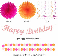Hot-Pink Orange Fall Birthday Party-Decorations – 21Pcs Autumn Women Peach Happy