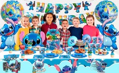 106 Pcs Stitch Birthday Decorations Birthday Tableware Set Plate Napkins Balloon