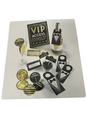 New Awards Night Buffet Party Decorations Gold Black 3 Pack Of 18 Pieces Each