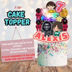 Squid Game Cake Topper happy birthday party supplies decoration event theme toy
