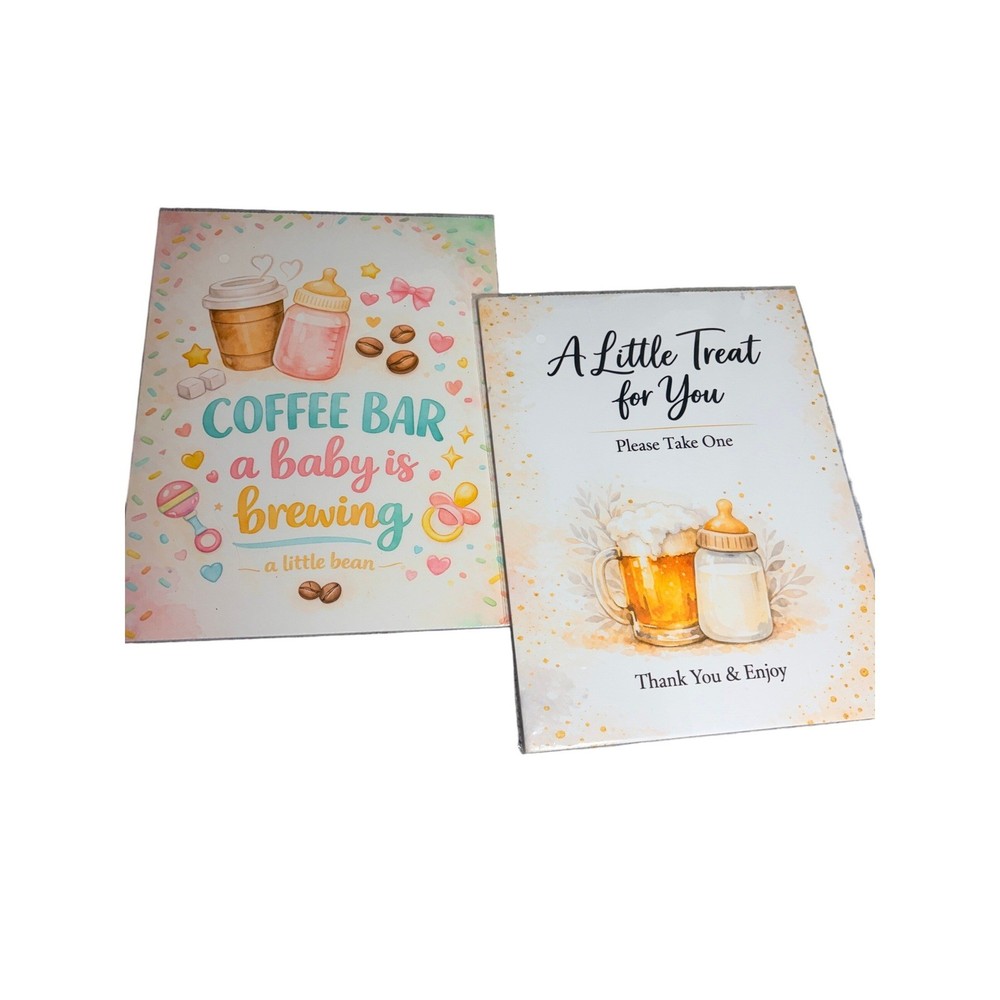 Baby Shower Table Signs 2pc Coffee Bar Brewing A Little Treat For You Decor