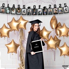 Black Graduation Photo Banner 2025 – Large, 10 Feet | Felt Class of 2025 Banner