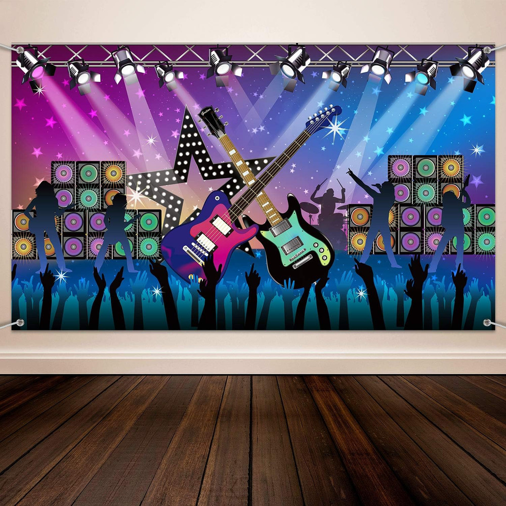 Karaoke Party Decorations Rock and Roll Backdrop Banner Tapestry Band Rock Star
