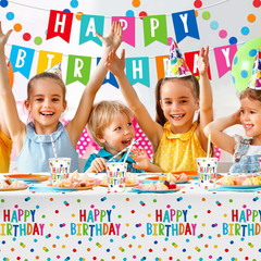 Happy Birthday Decorations: Happy Birthday Party Supplies Set with Birthday Dots