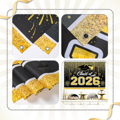 Graduation Decorations 2026, Black and Gold Balloon Garland Arch, Black and Gold