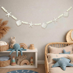 Felt Starfish Seashell Party Banner 8.2 Ft Beach Birthday Party Garland Decorati