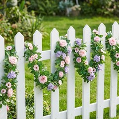 2PCS Artificial Flower Garlands 6FT Fake Silk Rose Vine Hanging Rose Ivy Vines