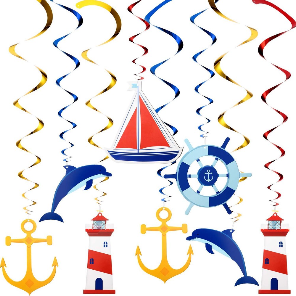 20 Pieces Nautical Hanging Swirl Cruise Ship Anchor Nautical Sailor Theme Par…
