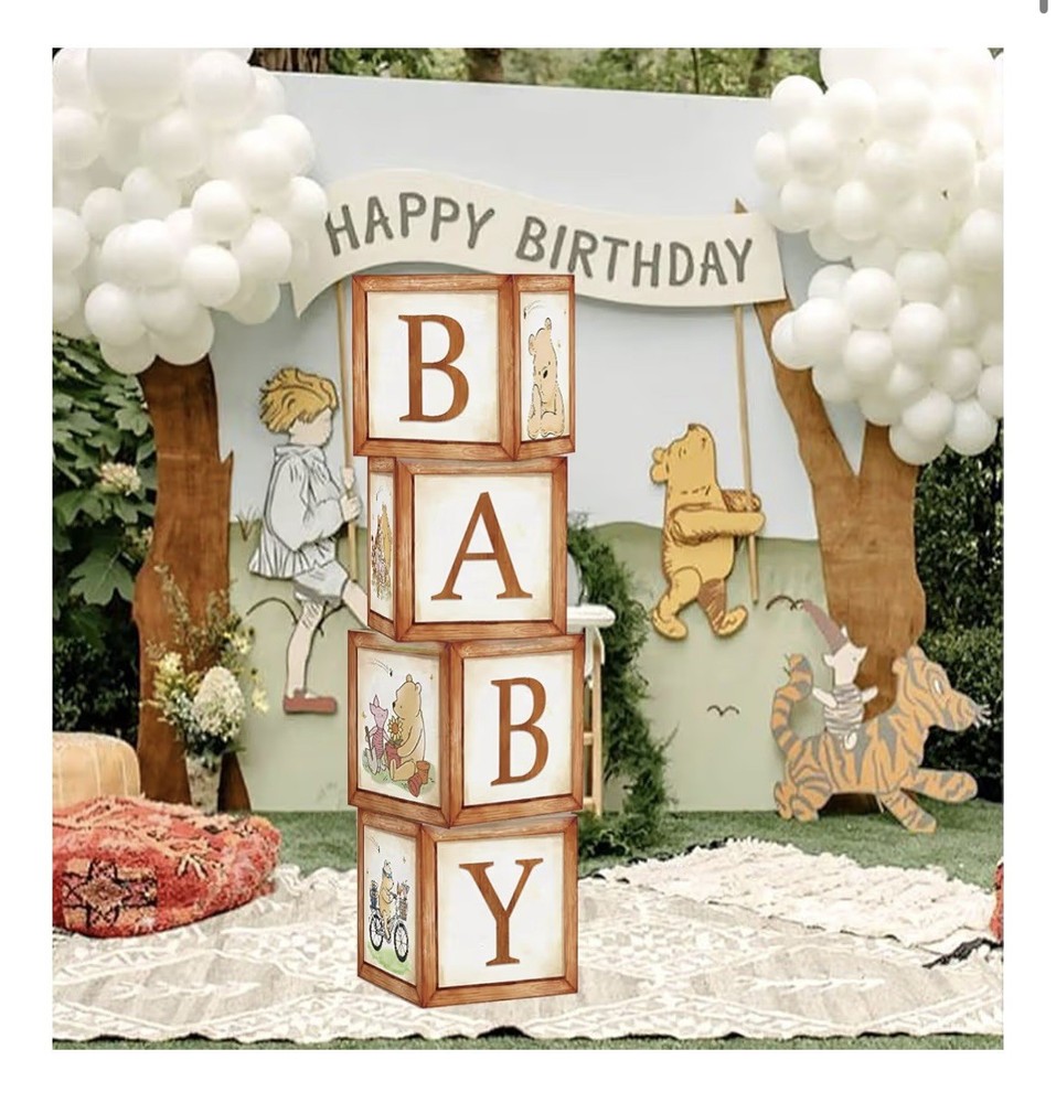 Classic Winnie Pooh Baby Shower Decorations Boxes Vintage Theme Bear Sweet Baby