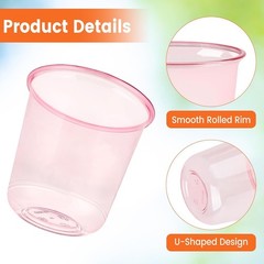 50 Pcs Pink Plastic Cups 12 Oz Disposable Stemless Wine Glasses Cocktail Pink