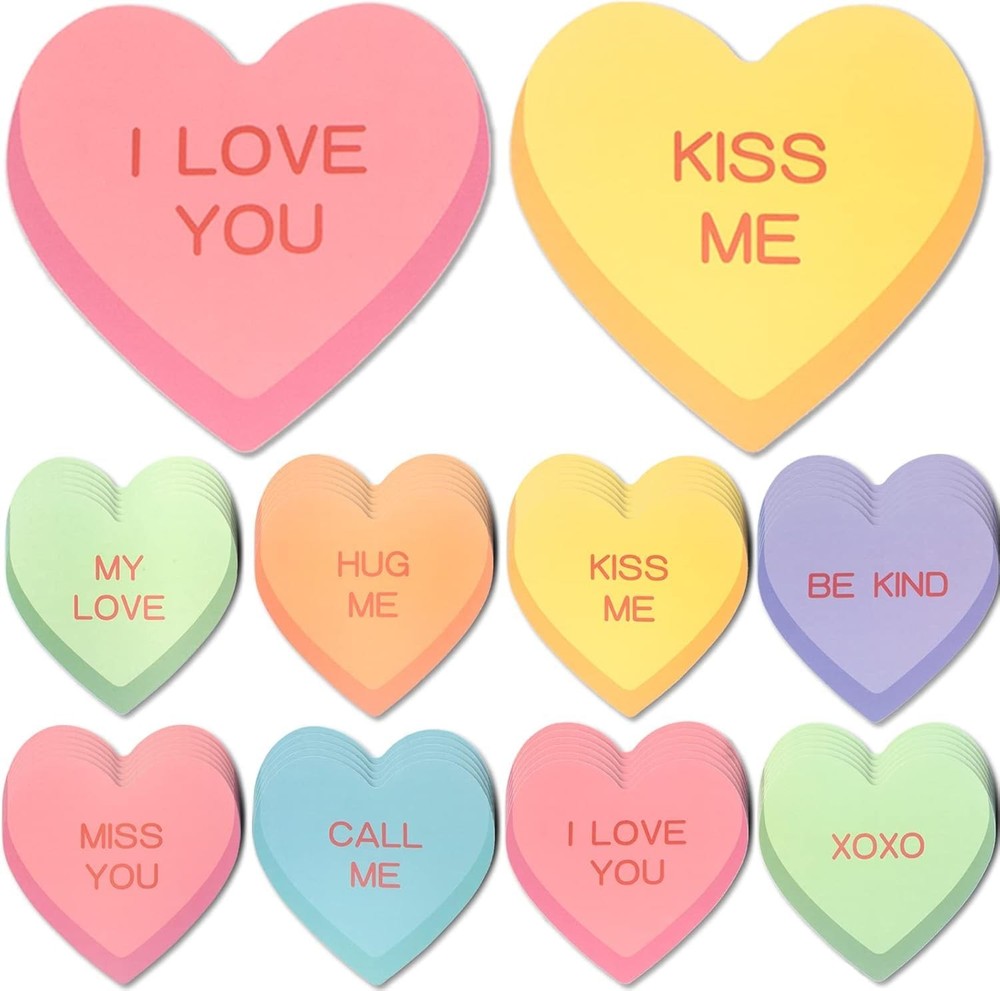 48 PCS Valentines Day Candy Heart Paper Cutouts Colorful Classroom Bulletin