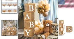 Versatile Brown Baby Shower Boxes – 4 Count for Gender Reveal & Birthday Parties