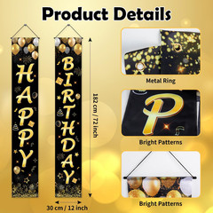 Birthday Decorations Banner, Happy Birthday Door Sign for Men Women Boys Girls I
