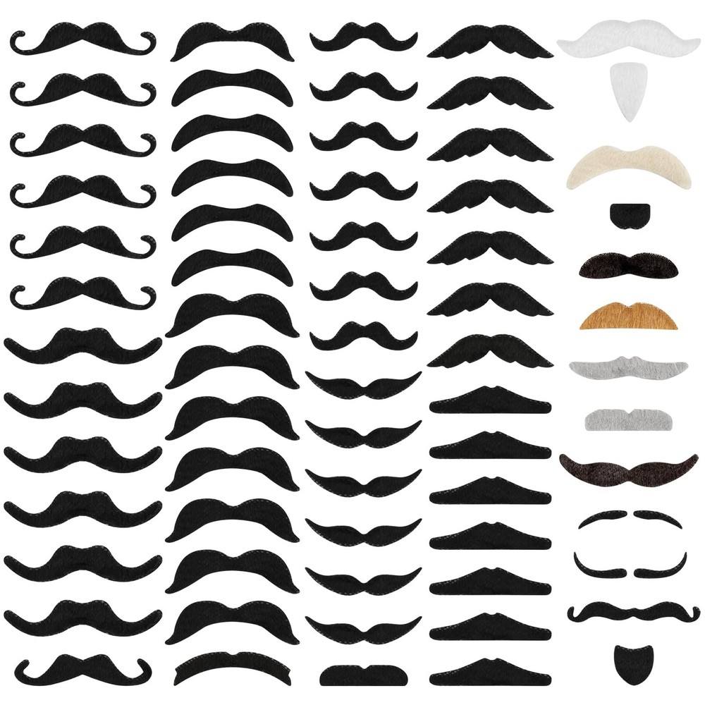 66 Pcs Fake Mustache Self Adhesive Novelty Fake Beard False Facial Hair