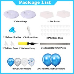 Navy Blue and Silver Balloon Column Stand Kit Set of 2 for Floor, Blue and Si…