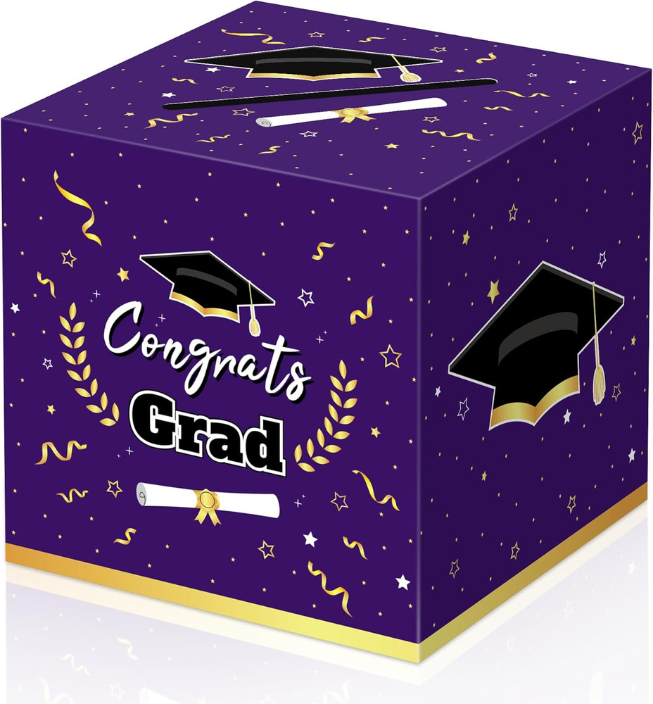 Graduation Decorations 2026 Purple Graduation Card Box Graduation Party Decorati