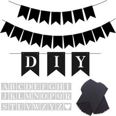 DIY Black Custom Banner Kit – 18 Pennants & A-Z Stencil for Every Celebration